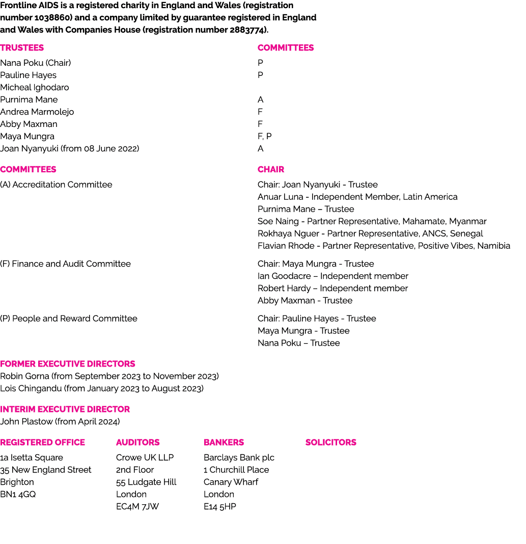Frontline AIDS is a registered charity in England and Wales (registration number 1038860) and a company limited by gu...