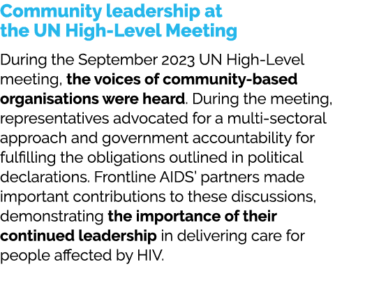 Community leadership at the UN High Level Meeting During the September 2023 UN High Level meeting, the voices of comm...