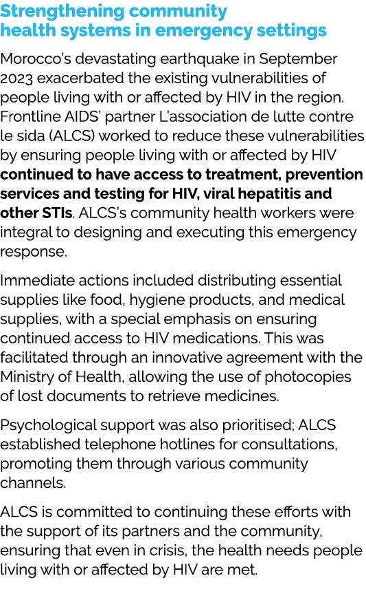 Strengthening community health systems in emergency settings Morocco’s devastating earthquake in September 2023 exace...