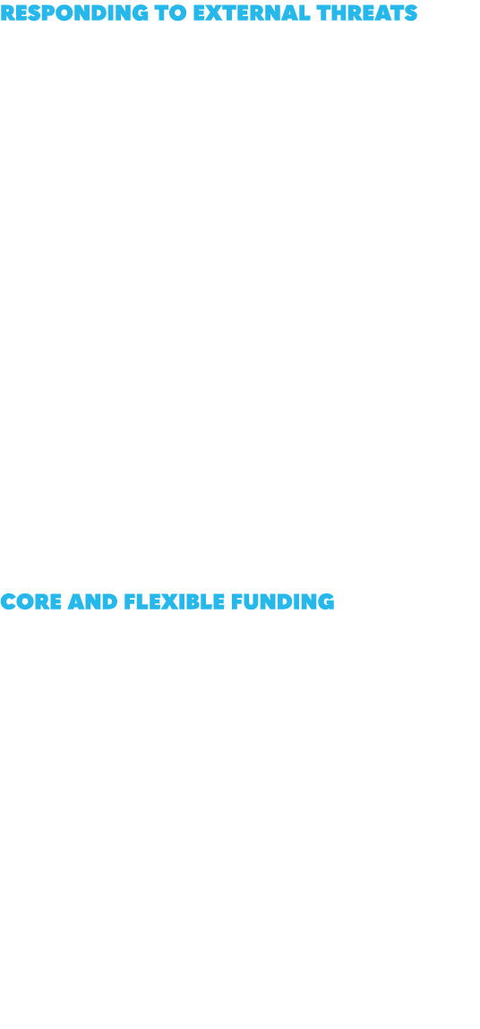 Responding to external threats This year, our partners and programmes have faced multiple external threats, including...