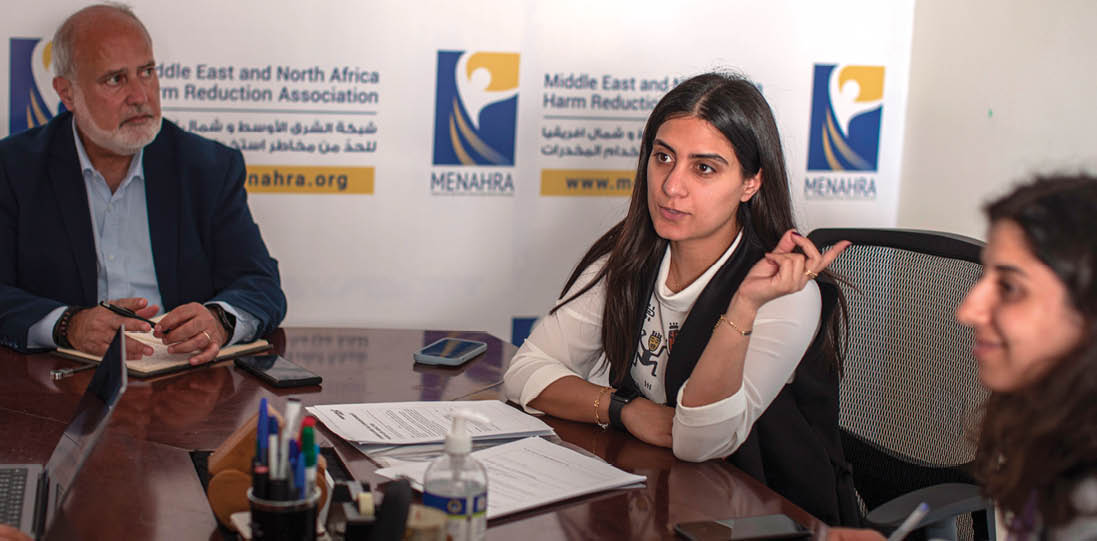 On April 27th, 2023, Alie Aaraj, Executive of Menahra works with his team inside his office in Beirut, Lebanon. “It’s now more than 6 years we don’t have any new HIV infection among people inject drugs in Lebanon as a result of outreach programs run by the synergies with the civil society organizations in Lebanon” FRONTLINE AIDS / Diego Ibarra S nchez     