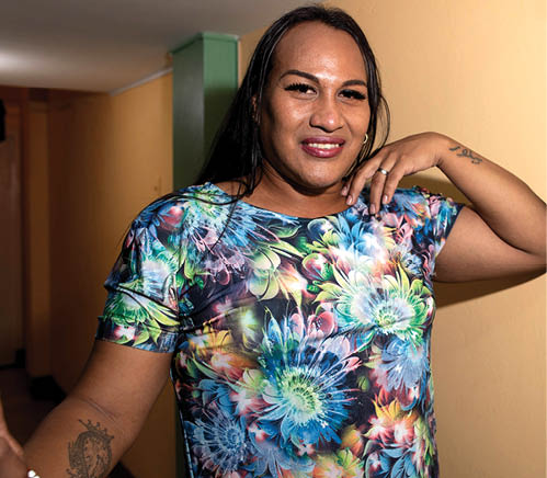 Tatiana Mora Gomes, a beautician and a sex worker, poses during a portrait session in Guayaquil, Ecuador on 3rd December 2020. Kimirina, a Frontline AIDS partner, runs HIV and sexual health programmes in Guayaquil, offering men who have sex with men, and transgender people free access to HIV and other STI tests through a mobile testing unit which moves throughout the community.