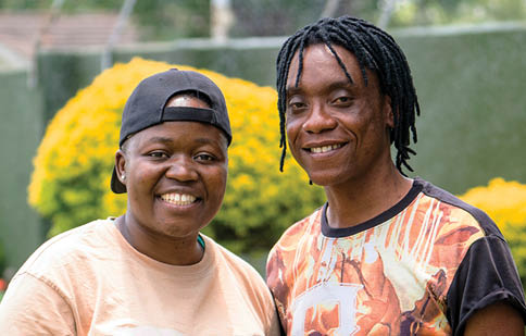 Munyaradzi and Tryphine, Ordaa Advocates, provide HIV and sexual and reproductive health and rights services to community members at GALZ’s wellness centre in Harare, Zimbabwe.