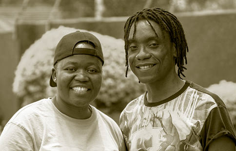 Munyaradzi and Tryphine, Ordaa Advocates, provide HIV and sexual and reproductive health and rights services to community members at GALZ’s wellness centre in Harare, Zimbabwe.