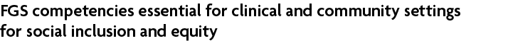 FGS competencies essential for clinical and community settings for social inclusion and equity 