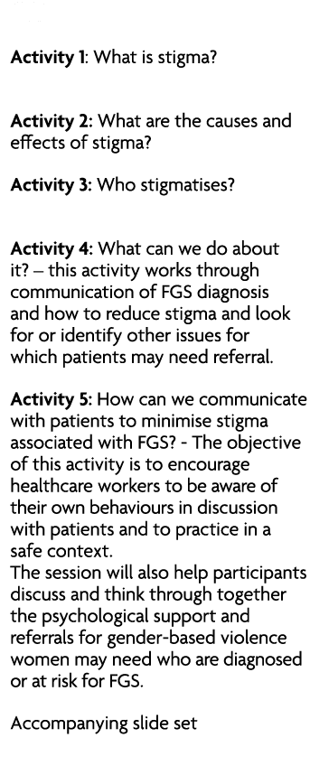 What Activity 1: What is stigma? Activity 2: What are the causes and effects of stigma? Activity 3: Who stigmatises? ...