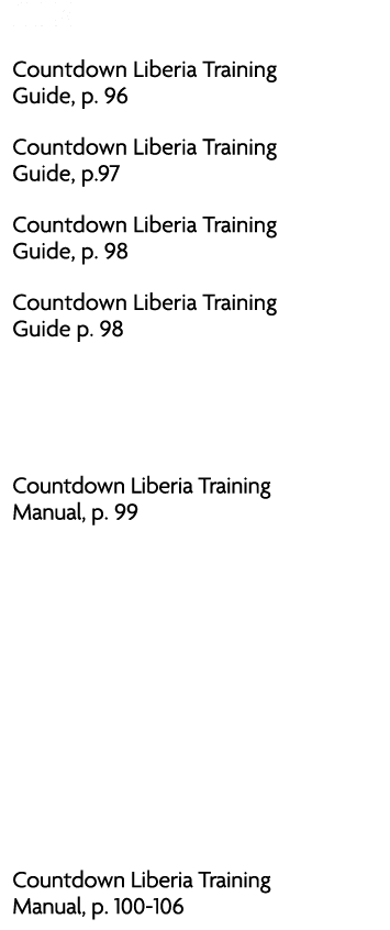 Where Countdown Liberia Training Guide, p. 96 Countdown Liberia Training Guide, p.97 Countdown Liberia Training Guide...