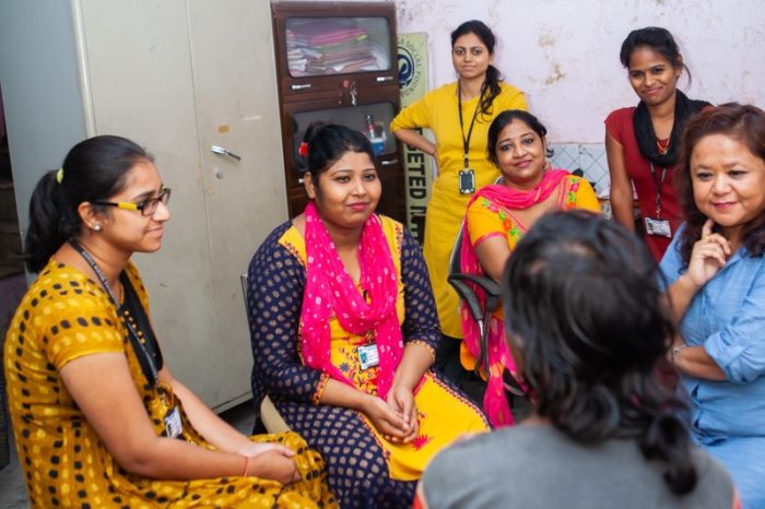 Women at a drop-in centre in Delhi