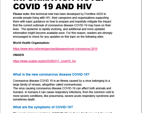 COVID-19 HIV Information Note