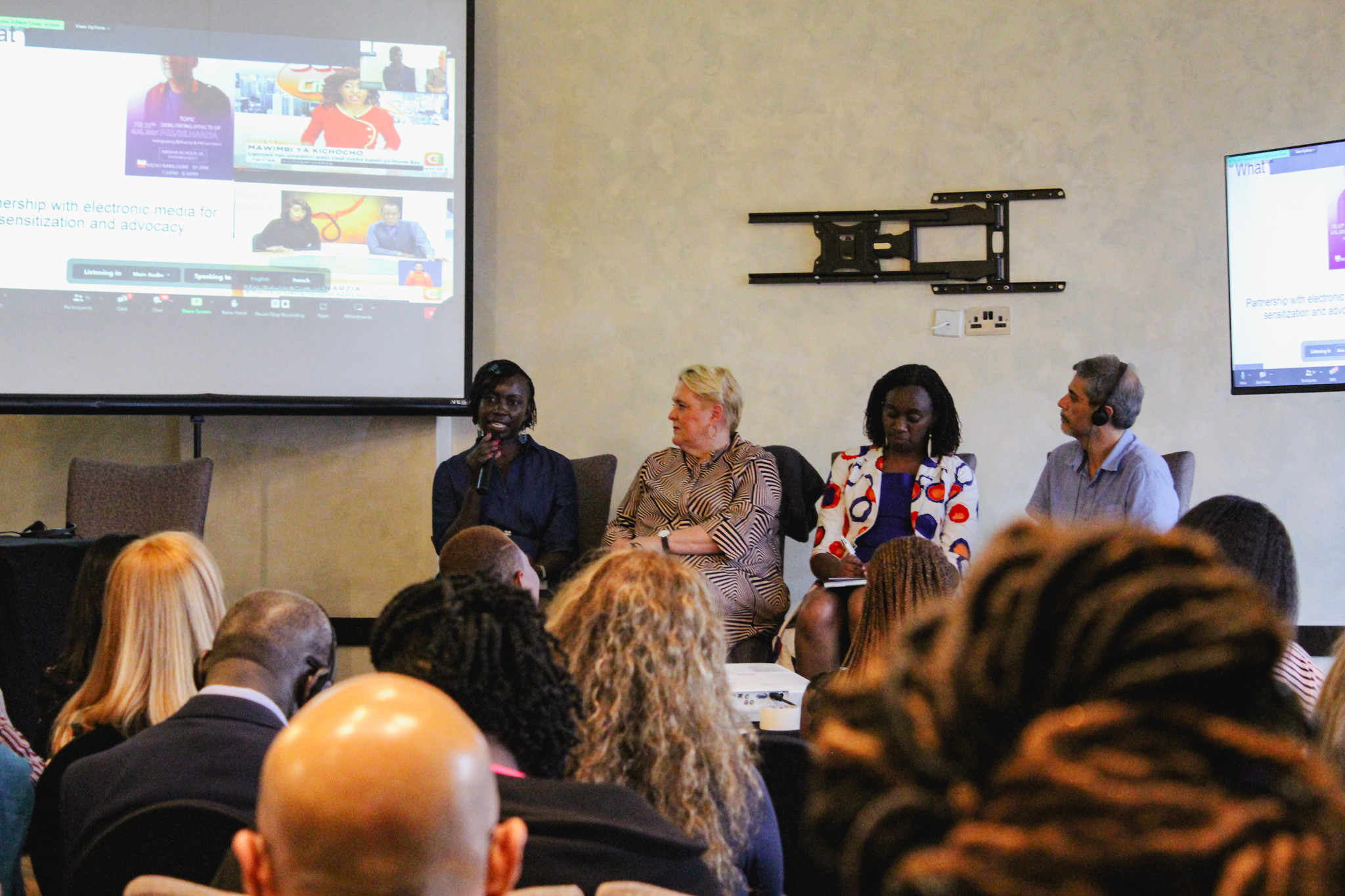A group of panellists presenting the Innovation Hub in Nairobi, during the Partnership meeting