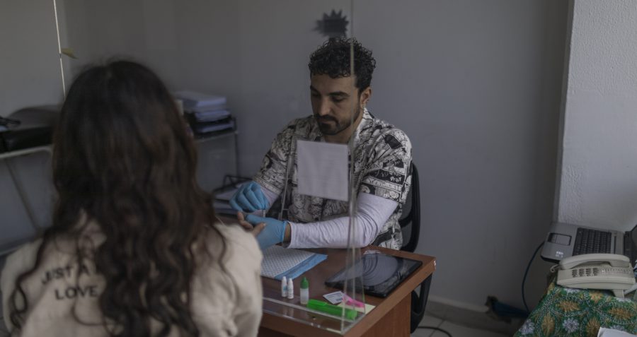 Testing a Lebanese girl inside SIDC clinic.